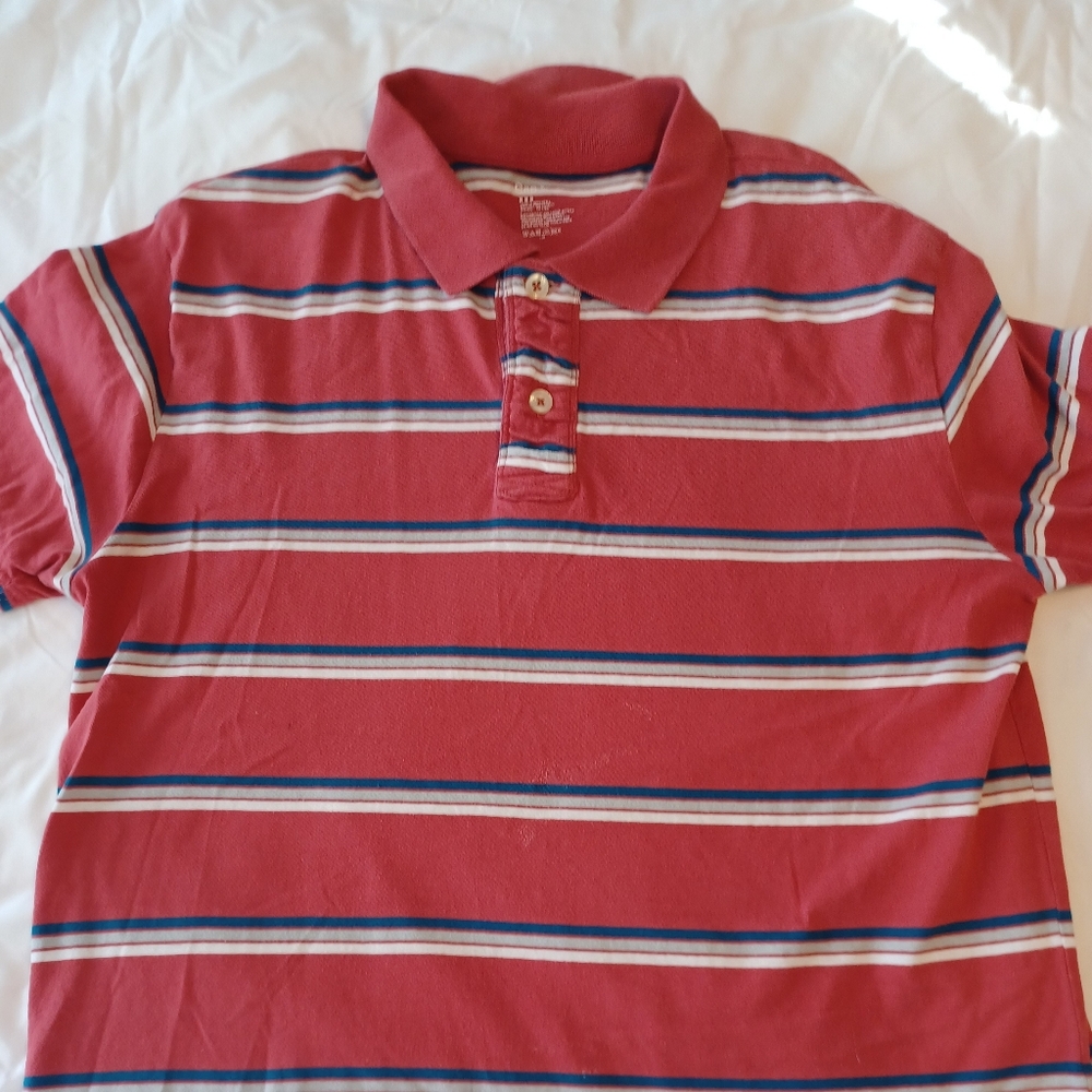 Gap Red and Blue Striped Polo XL